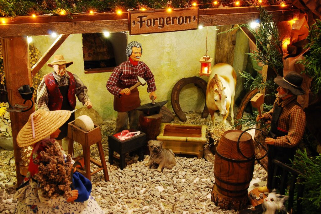 Santons de Provence, dans une crèche à Aubagne.
